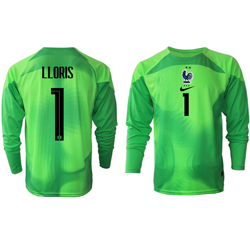 Camisa de time de futebol França Hugo Lloris #1 Goleiro Replicas 2º Equipamento Mundo 2022 Manga Comprida